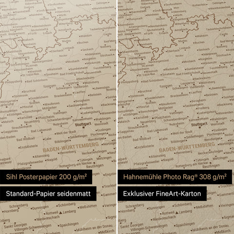 Poster premium con mappa della Germania TRAVEL® – Desert Sand (Beige)