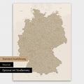 Neutrale und schlichte Standard-Ausführung einer Deutschland-Karte als Poster in Desert Sand