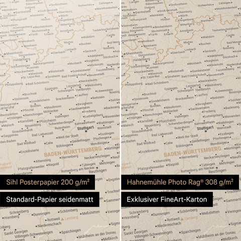 Poster premium con mappa della Germania TRAVEL® – Oro