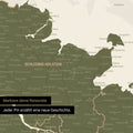 Detail einer Deutschland-Karte als Poster in Olivgrün mit Pins in Schleswig-Holstein