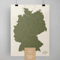 Deutschland-Karte als Poster in Olivgrün zum Pinnen und Markieren von Reisezielen kaufen