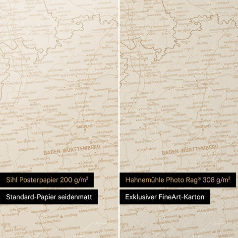 Poster premium con mappa della Germania TRAVEL® – Hale Navy (Blu scuro-Oro)