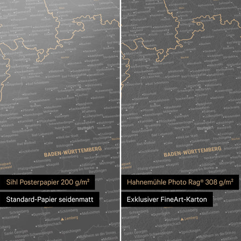 Poster premium con mappa della Germania TRAVEL® – Grigio chiaro