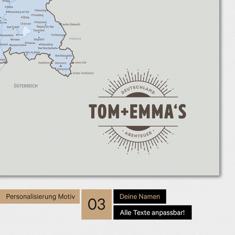 Poster premium con mappa della Germania TRAVEL® – Multicolore atlante