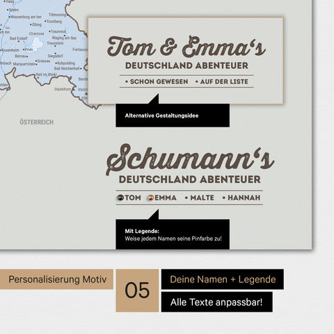 Poster premium con mappa della Germania TRAVEL® – Multicolore atlante