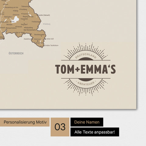 Poster premium con mappa della Germania TRAVEL® – Multicolore beige