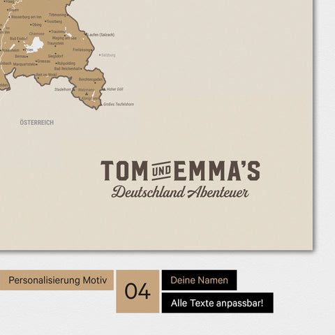 Poster premium con mappa della Germania TRAVEL® – Multicolore beige