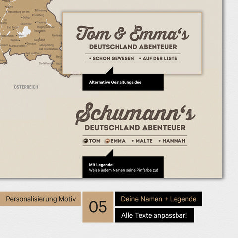 Poster premium con mappa della Germania TRAVEL® – Multicolore beige