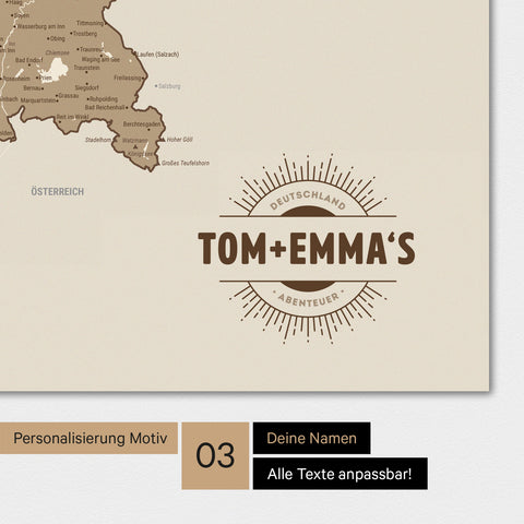 Poster premium con mappa della Germania TRAVEL® – Multicolore marrone