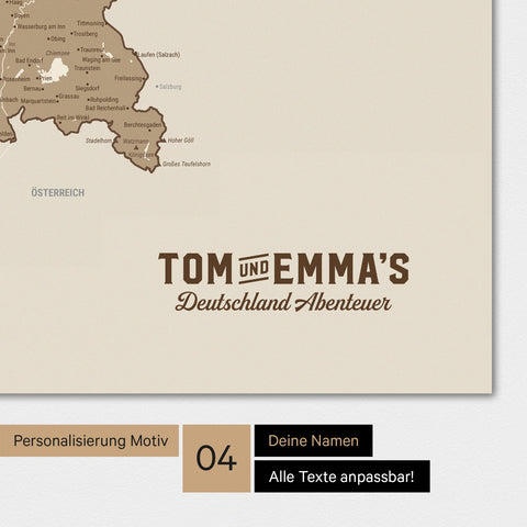 Poster premium con mappa della Germania TRAVEL® – Multicolore marrone