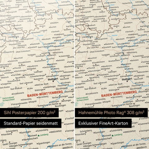 Poster premium con mappa della Germania TRAVEL® – Multicolore classico
