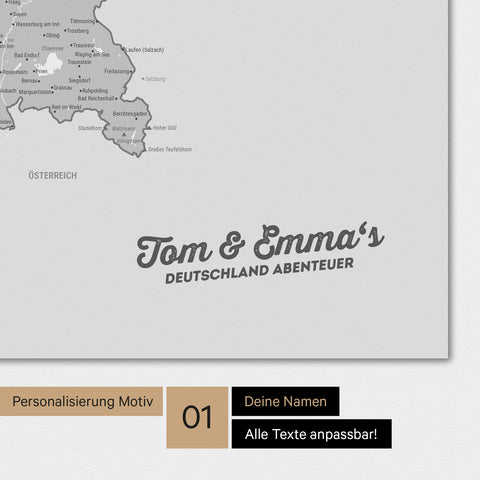 Poster premium con mappa della Germania TRAVEL® – Multicolore grigio