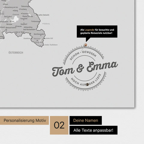 Poster premium con mappa della Germania TRAVEL® – Multicolore grigio