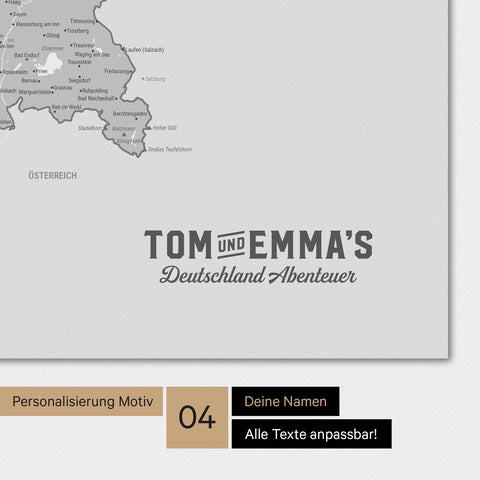 Poster premium con mappa della Germania TRAVEL® – Multicolore grigio