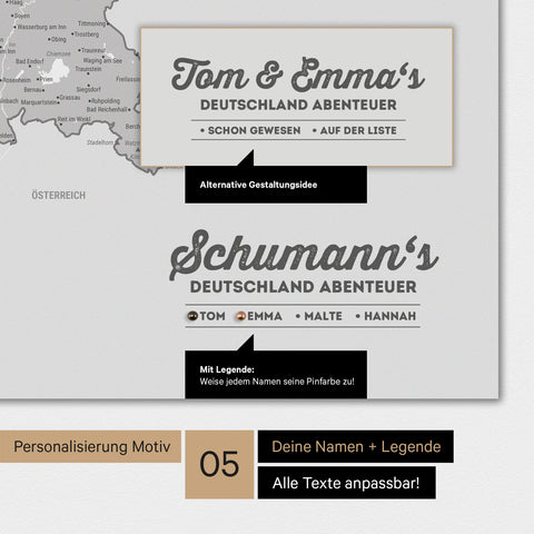 Poster premium con mappa della Germania TRAVEL® – Multicolore grigio