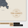 Deutschland-Karte als Poster in Navy Light mit eingedruckten Namen als Logo in Form einer Sonne