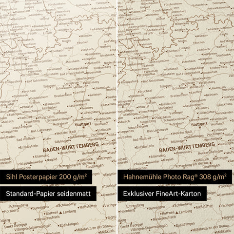 Poster premium con mappa della Germania TRAVEL® – Oro tesoro