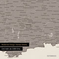 Ausschnitte einer Deutschlandkarte mit Bayern als Poster in Warmgray mit Bergen, Seen und 2.500 Orten