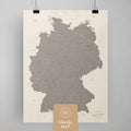 Deutschland-Karte als Poster in Warmgray zum Pinnen und Markieren von Reisezielen kaufen