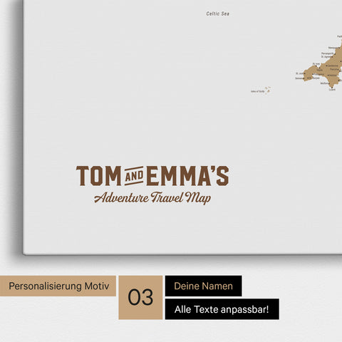 Mappa Inghilterra (Gran Bretagna) & Irlanda TRAVEL® Mappa da puntine – Multicolor Beige