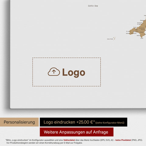 Mappa Inghilterra (Gran Bretagna) & Irlanda TRAVEL® Mappa da puntine – Multicolor Beige