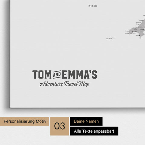 Mappa Inghilterra (Gran Bretagna) & Irlanda TRAVEL® Mappa da puntine – Multicolor Grigio