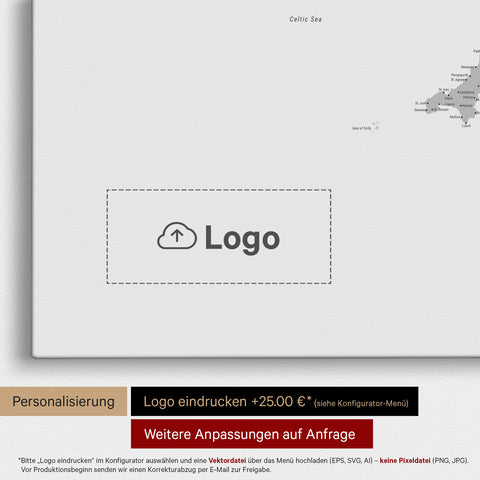 Mappa Inghilterra (Gran Bretagna) & Irlanda TRAVEL® Mappa da puntine – Multicolor Grigio