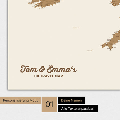 Mappa Inghilterra TRAVEL® Poster Premium – in 21 colori