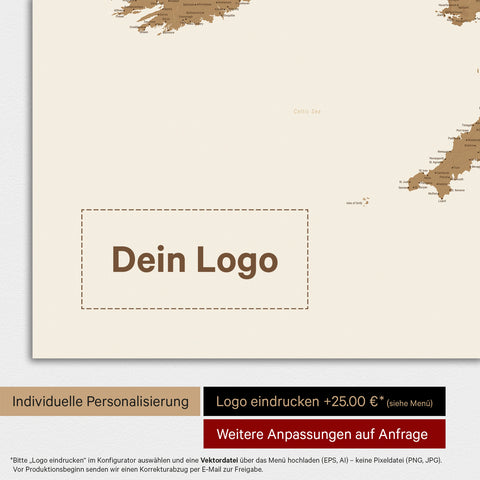 Mappa Inghilterra TRAVEL® Poster Premium – in 21 colori