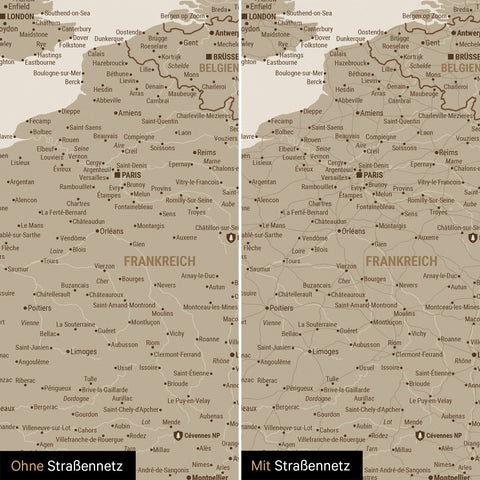 Mappa dell’Europa per puntine TRAVEL® – Desert Sand (Beige)