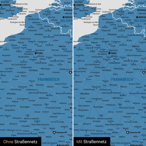Mappa dell’Europa per puntine TRAVEL® – Ocean Blue