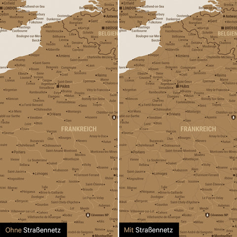 Mappa dell’Europa per puntine TRAVEL® – Bronzo