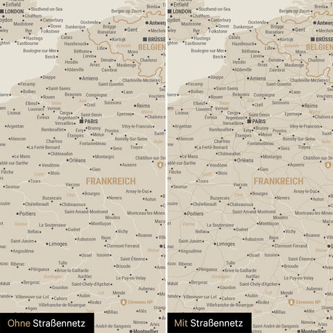 Mappa dell’Europa per puntine TRAVEL® – Oro