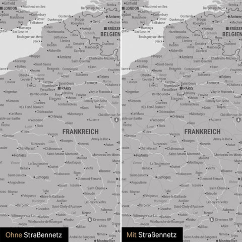 Mappa dell’Europa per puntine TRAVEL® – Coolgray (Grigio chiaro)