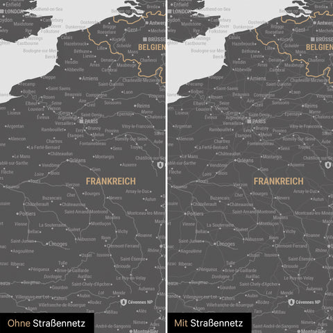 Mappa dell’Europa per puntine TRAVEL® – Grigio chiaro