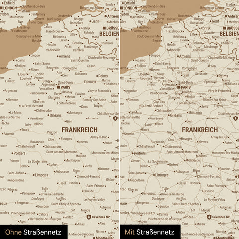 Mappa dell’Europa per puntine TRAVEL® – Oro tesoro
