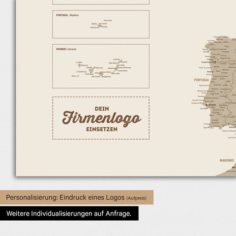 Mappa dell’Europa TRAVEL® su lavagna magnetica – Sabbia del deserto (Beige)
