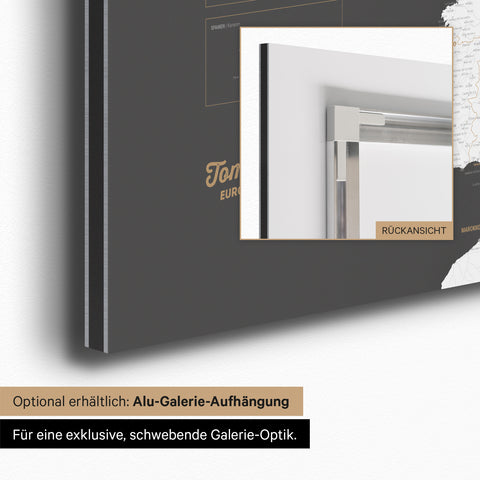 Mappa dell’Europa TRAVEL® su lavagna magnetica – Grigio scuro
