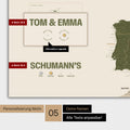 Magnetische Europa-Karte in einem modernen Design in Olive Green als Magnetboard mit Personalisierung als Logo mit einer Weltkugel