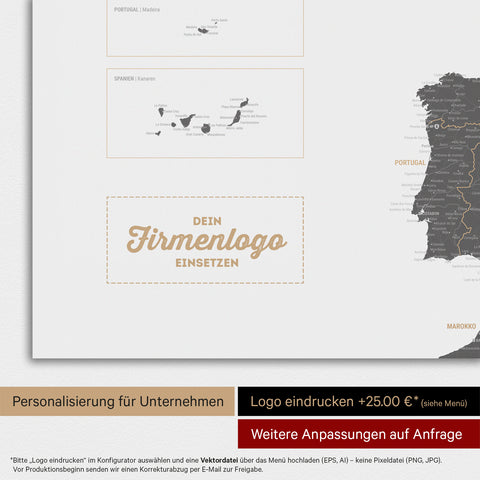 Mappa dell’Europa TRAVEL® su lavagna magnetica – Grigio chiaro