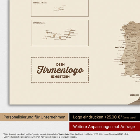 Mappa dell’Europa TRAVEL® su lavagna magnetica – Multicolore marrone