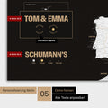 Magnetische Europa-Karte in einem modernen Design in Schwarz-Weiss als Magnetboard mit Personalisierung als Logo mit einer Weltkugel