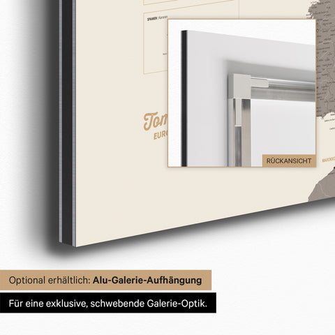 Mappa dell’Europa TRAVEL® su lavagna magnetica – Grigio caldo (Marrone-grigio)