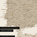 Ausschnitt einer Europakarte als Magnetposter in Desert Sand (Beige) zeigt einen Ausschnitt von England, Frankreich und Belgien