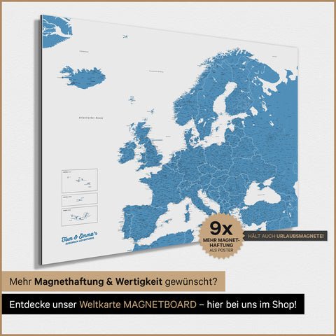 Mappa dell’Europa TRAVEL® poster magnetico – Ocean Blue