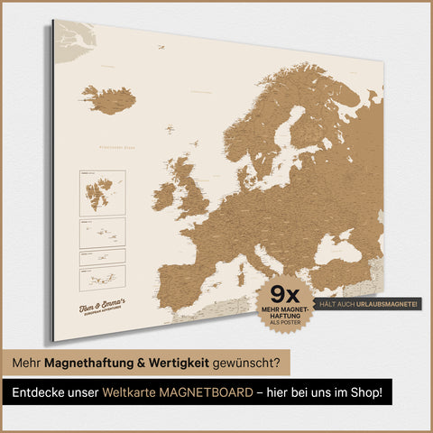 Mappa dell’Europa TRAVEL® poster magnetico – Bronzo