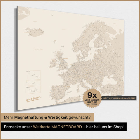 Mappa dell’Europa TRAVEL® poster magnetico – Oro
