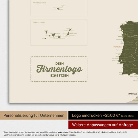 Mappa dell’Europa TRAVEL® poster magnetico – Olive Green