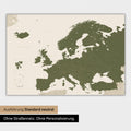 Neutrale und schlichte Ausführung einer Europakarte als Magnet-Poster in Grün