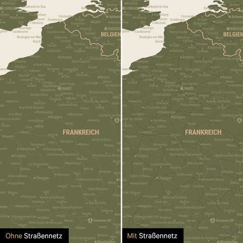 Mappa dell’Europa TRAVEL® poster magnetico – Olive Green